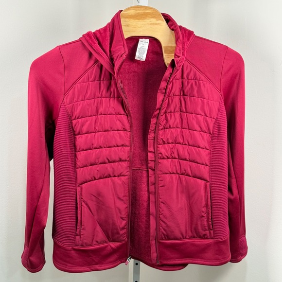 tek gear Jackets & Blazers - Tek Gear 2X Hybrid Puffer Jacket Quilted Fleece Lined Hood Active Mixed Media